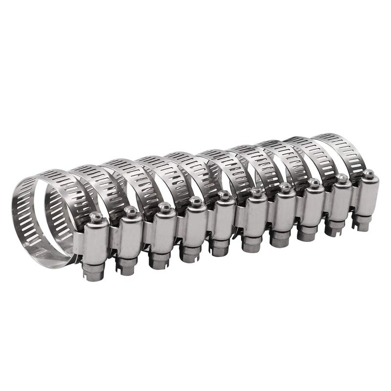 ROADFORMER 1.5" Worm Gear Hose Clamp - SAE 24 Size, Full Stainless Steel with 1/2" Band Width, Working Range 27mm - 51mm Hose Clamps,10 Pack - Image 1
